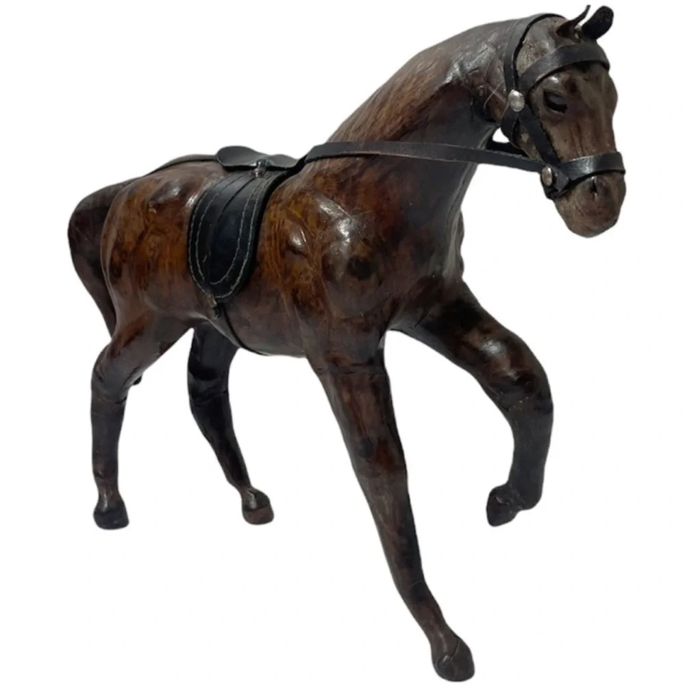 Antique Horse Vintage Leather Art Sculpture Collectible Ranch Farm Office Decor